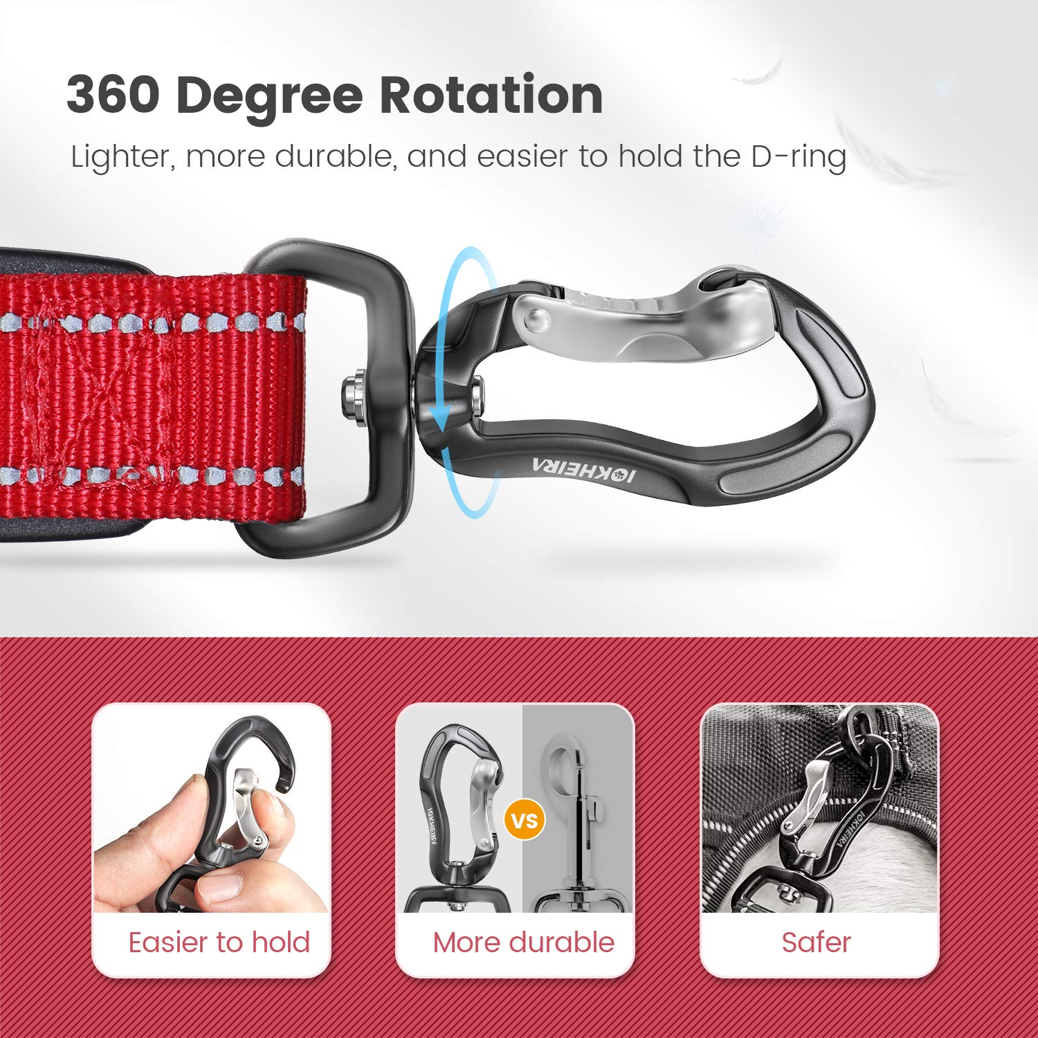IOKHEIRA Multifunctional Dog Leash – Adjustable 4–6ft Bungee Lead with Built - In Car Seatbelt (Red) - Fenidog