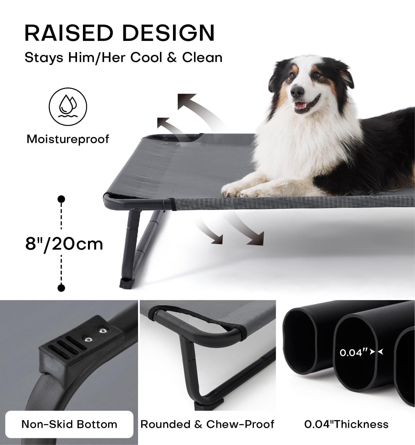 Made4Pets Dog Bed – Large 42”x28” – Elevated & Cooling Chew - Resistant · Washable Mesh · Indoor/Outdoor Use - Fenidog