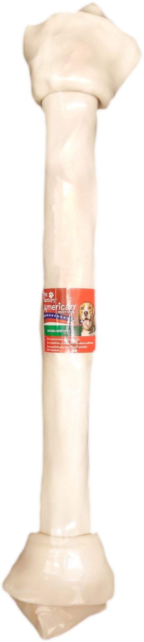 Pet Factory American Beefhide 20 - 22" Knotted Bone Dog Chew Treat - Natural Flavor, 1 Count/1 Pack - Fenidog