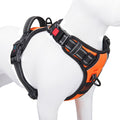 PHOEPET No - Pull Dog Harness – Medium Reflective Vest with Handle & Dual Metal Rings (Orange, M) - Fenidog