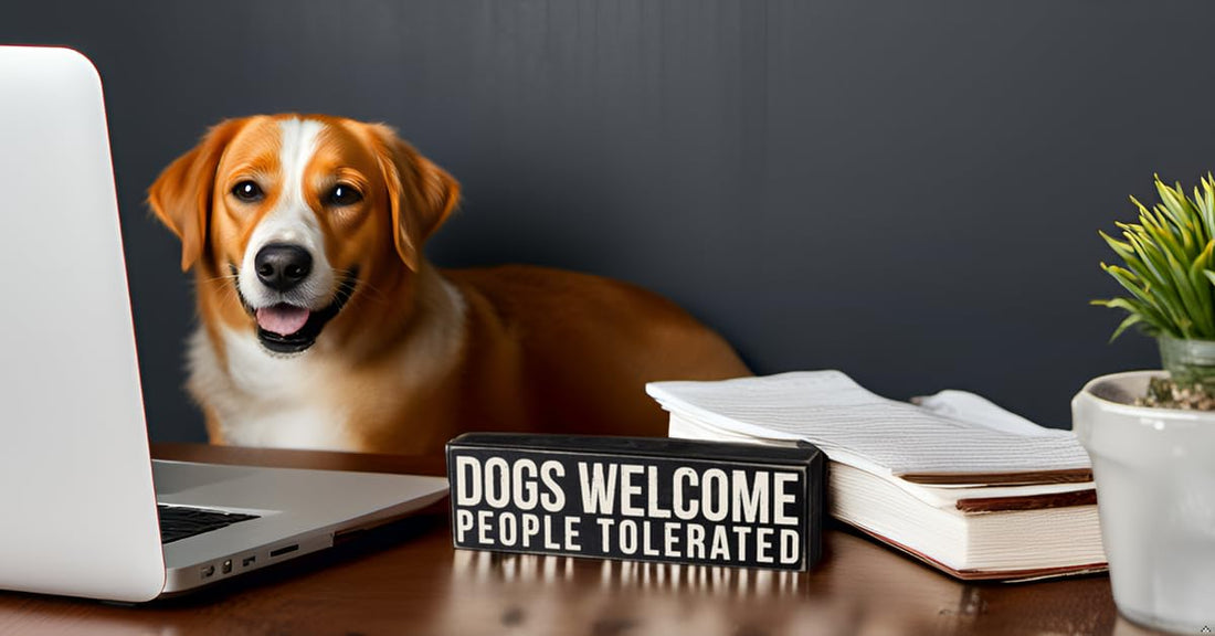 Primitives by Kathy Dog Decor Sign – “Dogs Welcome, People Tolerated” Rustic Wood Gift (5”) - Fenidog