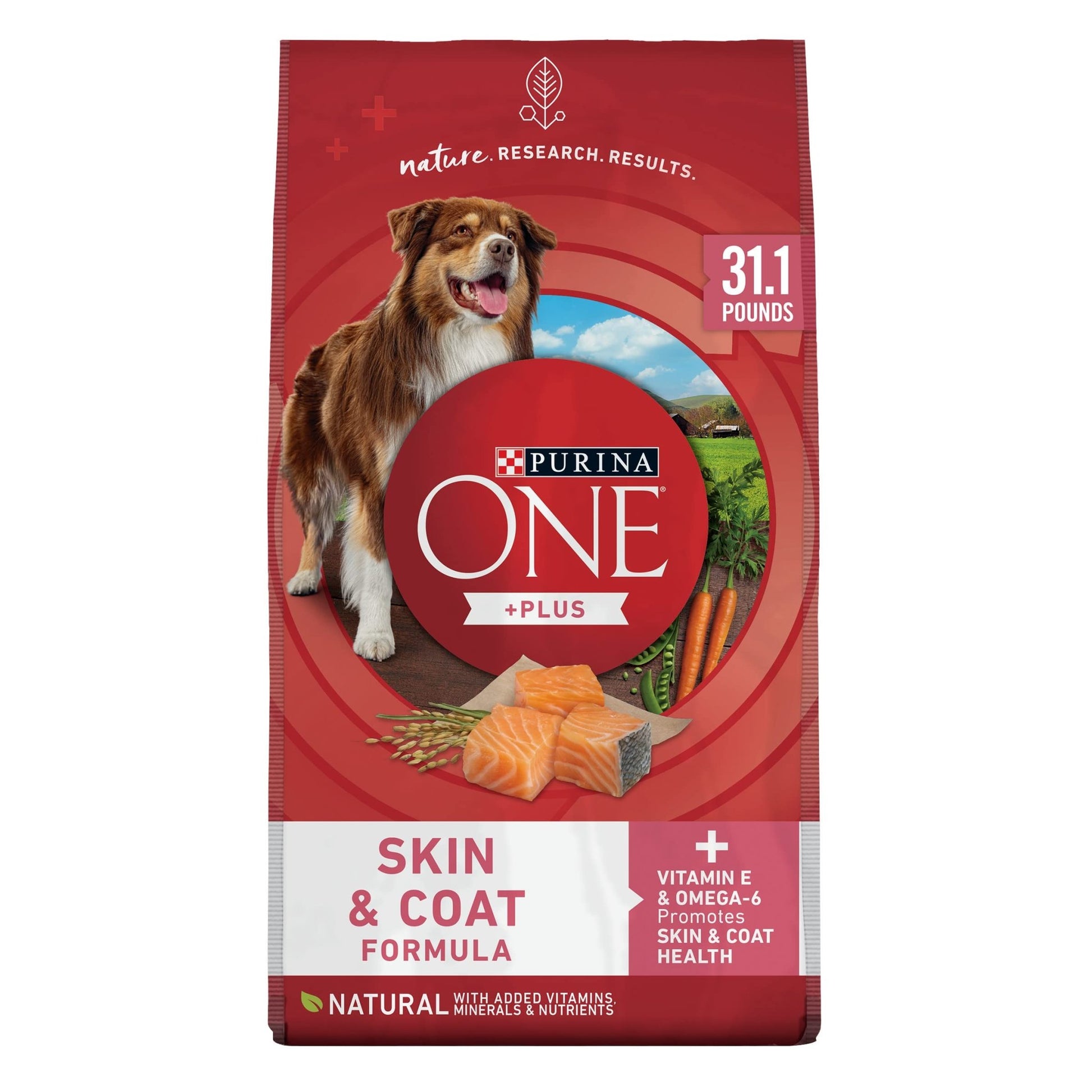 Purina ONE Natural, Sensitive Stomach Dry Dog Food, +Plus Skin & Coat Formula - 31.1 lb. Bag - Fenidog