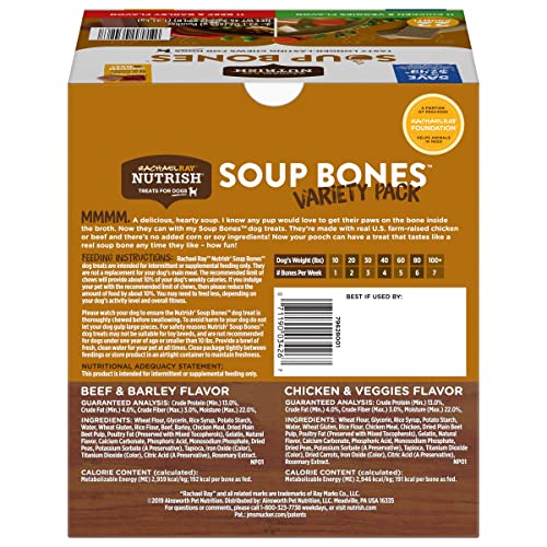 Rachael Ray Nutrish Soup Bones Long Lasting Dog Chews Variety Pack, 22 Count (Pack of 1) - Fenidog