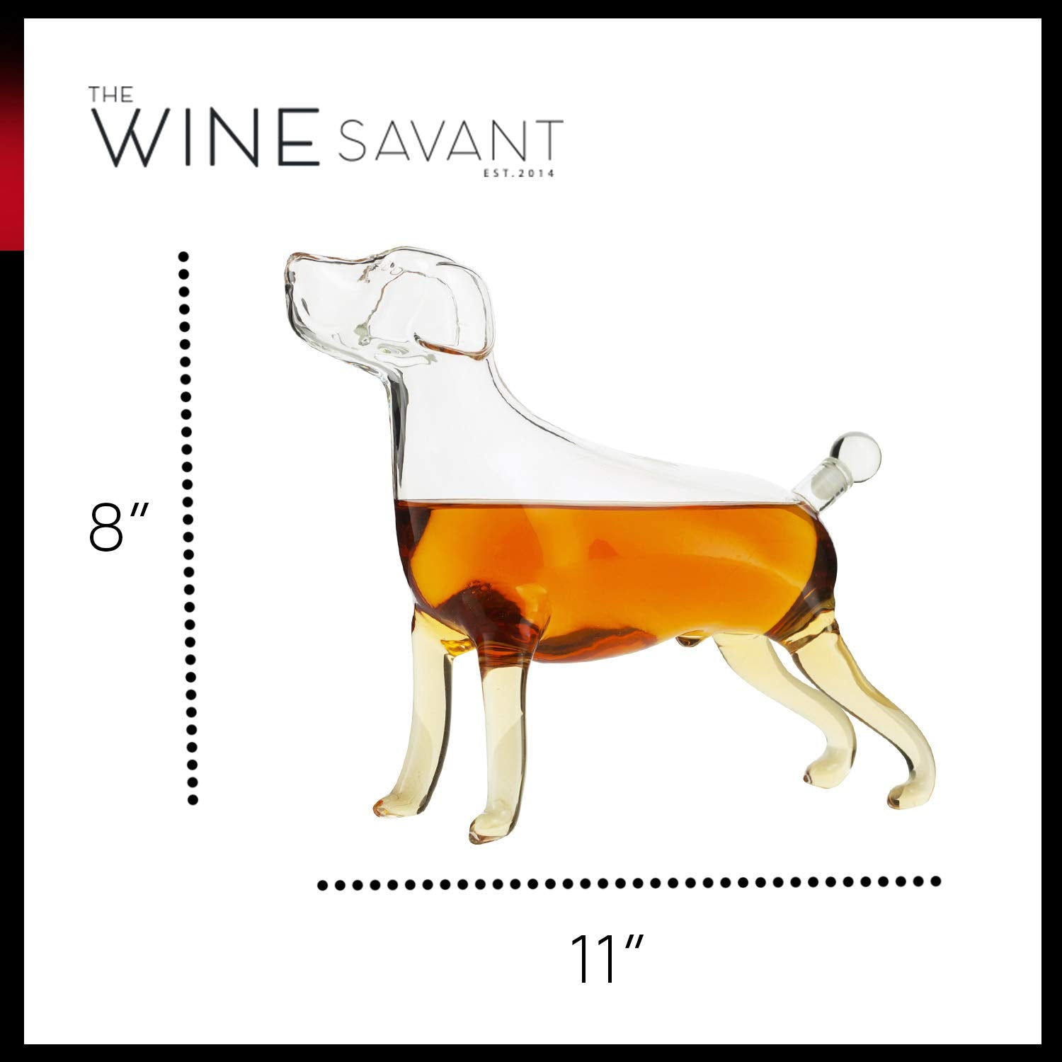 The Wine Savant Labrador Dog Decanter – 500ml Glass for Wine, Whiskey or Liquor - Fenidog