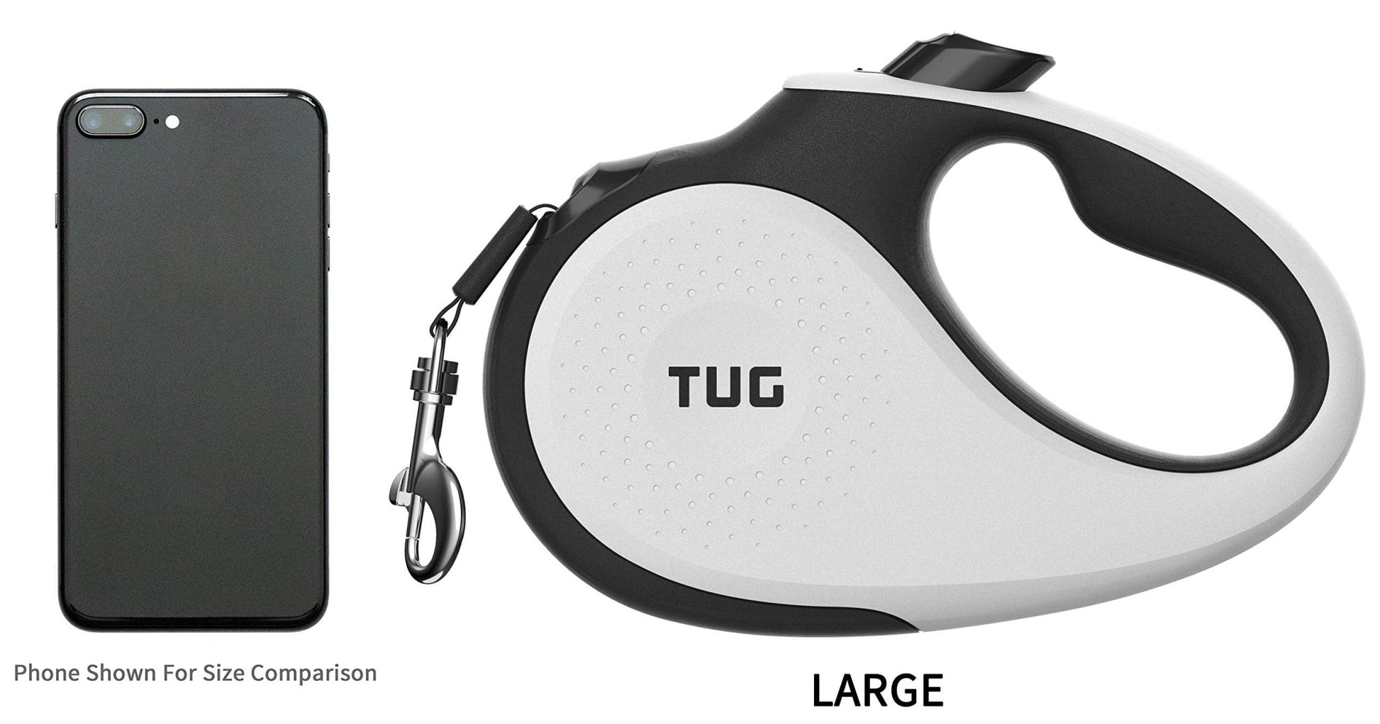 TUG 360 Retractable Dog Leash – 16ft Tangle - Free Nylon Lead with One - Hand Brake (Large, White) - Fenidog